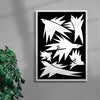 White birds contemporary wall art print by Konrad Grafik - sold by DROOL