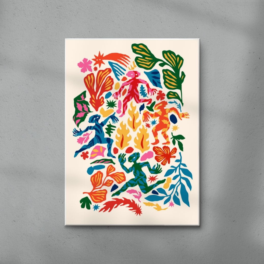 Meeting in the Kaleidoscopic Forest contemporary wall art print by Nick Liefhebber - sold by DROOL