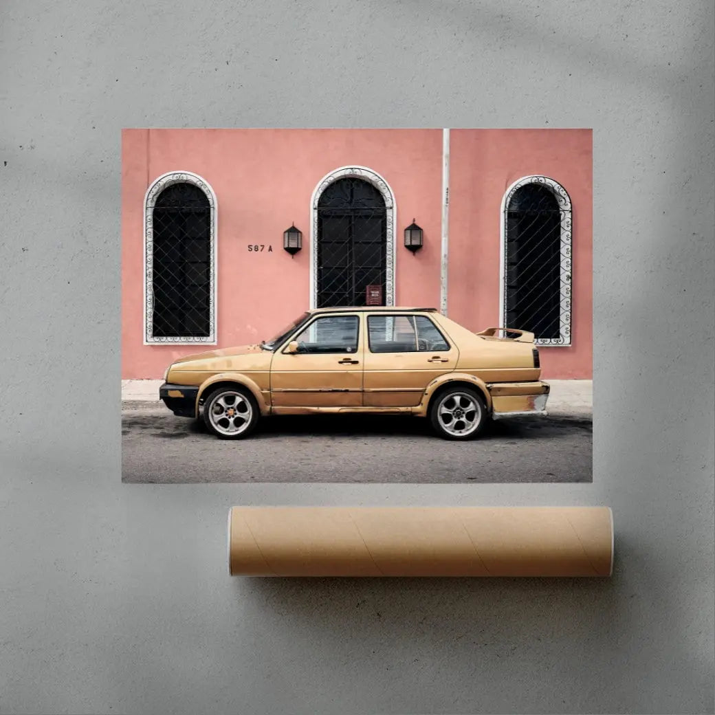 Gold Sedan contemporary wall art print by Justin Smith - sold by DROOL