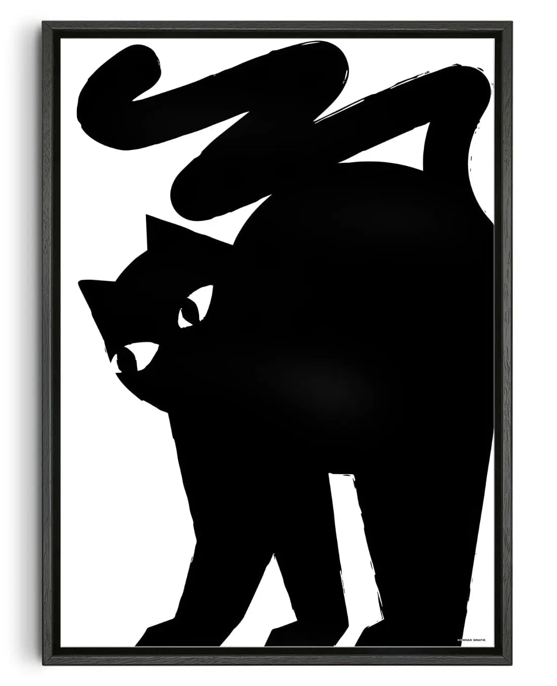 Black cat contemporary wall art print by Konrad Grafik - sold by DROOL