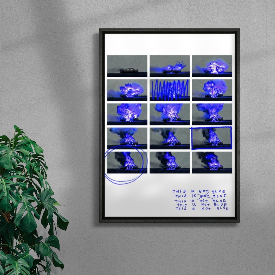 This is not BLUE (car) contemporary wall art print by mareykrap - sold by DROOL
