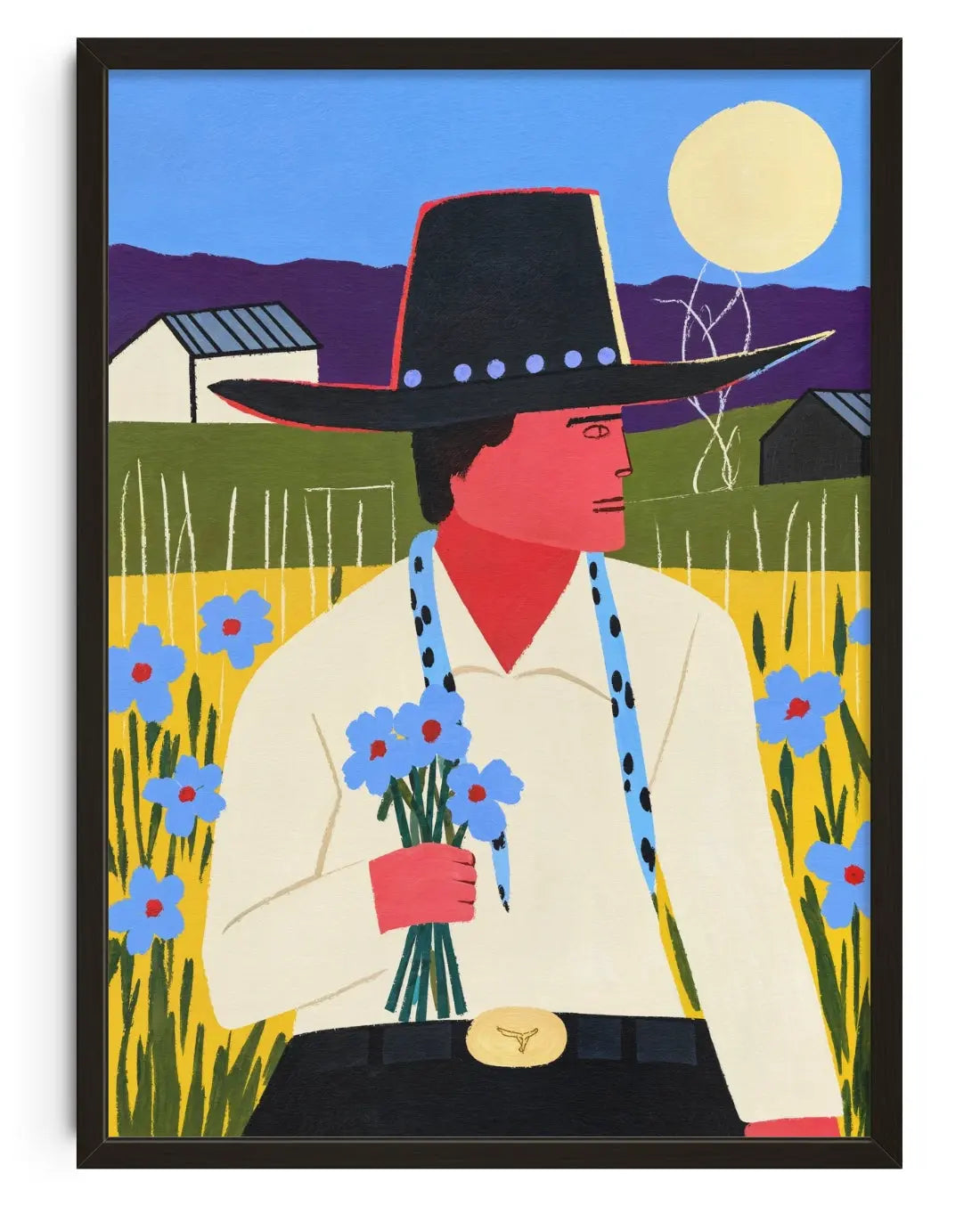 Moon Over the Meadow contemporary art print by Xela - sold by DROOL