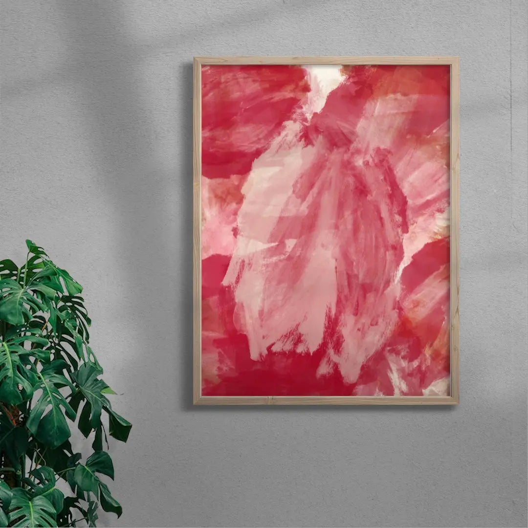 Abstract Minimalist Painting in Red and Pink
