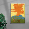 Orange Volcano contemporary wall art print by Lily Kong - sold by DROOL