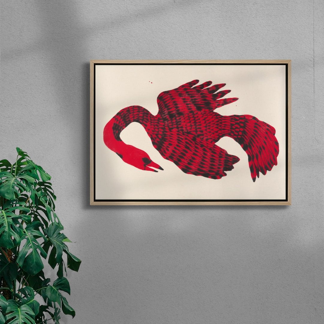 Bird In Red contemporary wall art print by Kwonny - sold by DROOL