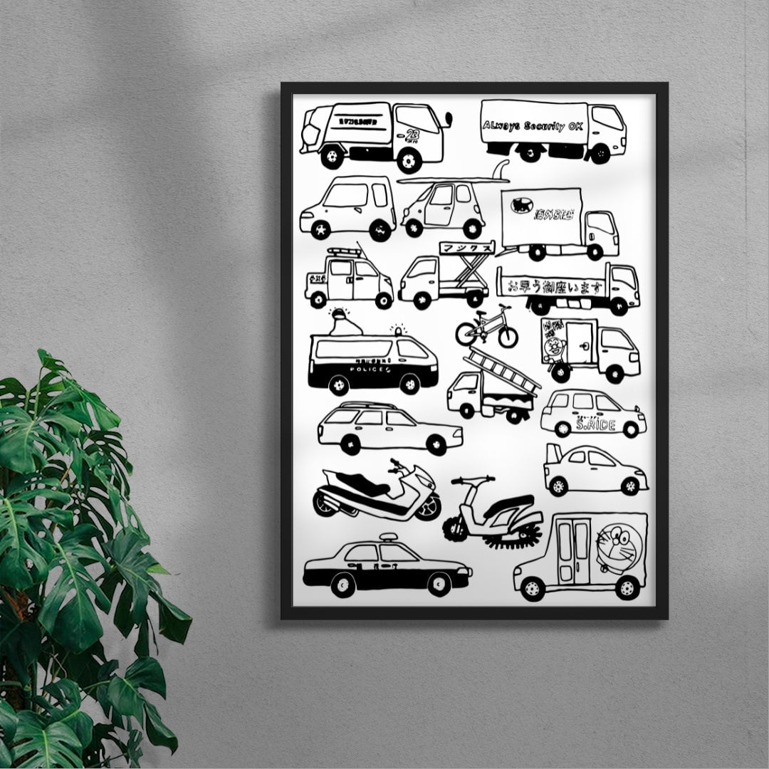 JAPANESE CARS contemporary wall art print by Max Blackmore - sold by DROOL