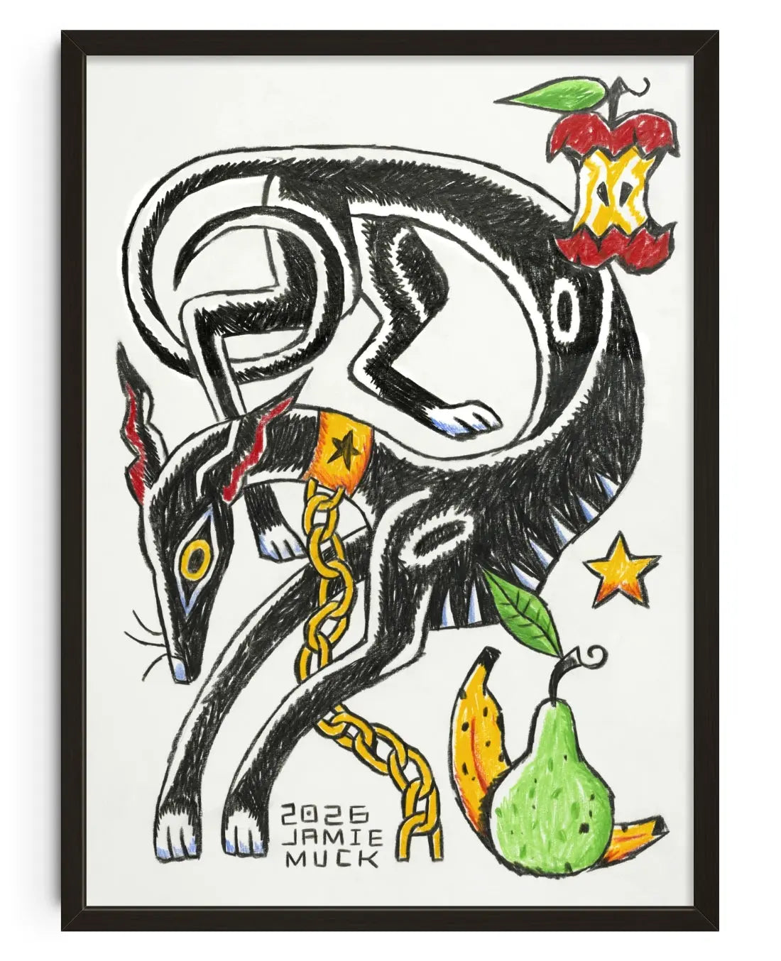 Black Dog contemporary art print by Jamie Muck - sold by DROOL
