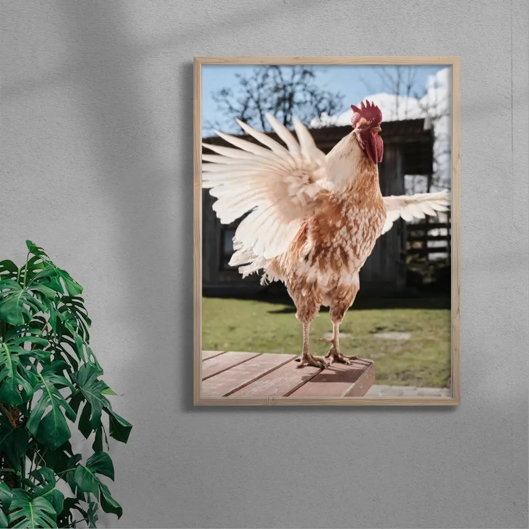 Backyard Rooster contemporary wall art print by Florian Maas - sold by DROOL