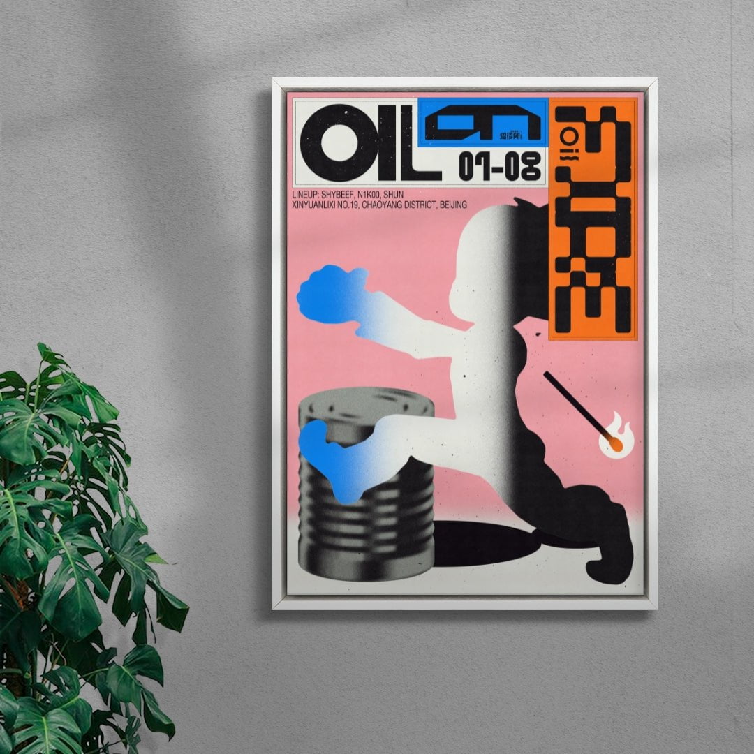 Oil On Fire contemporary wall art print by MENSLIES - sold by DROOL