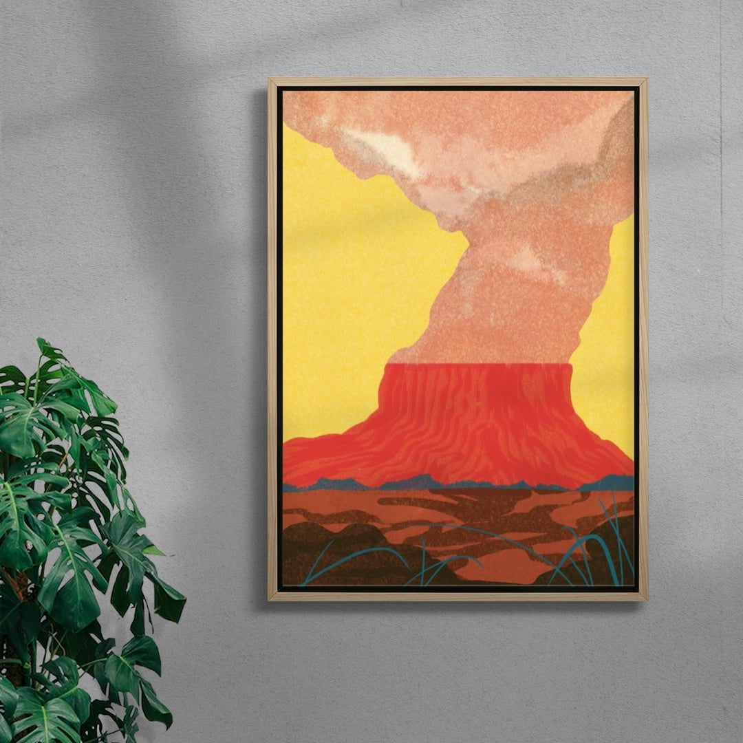 Red Volcano contemporary wall art print by Lily Kong - sold by DROOL