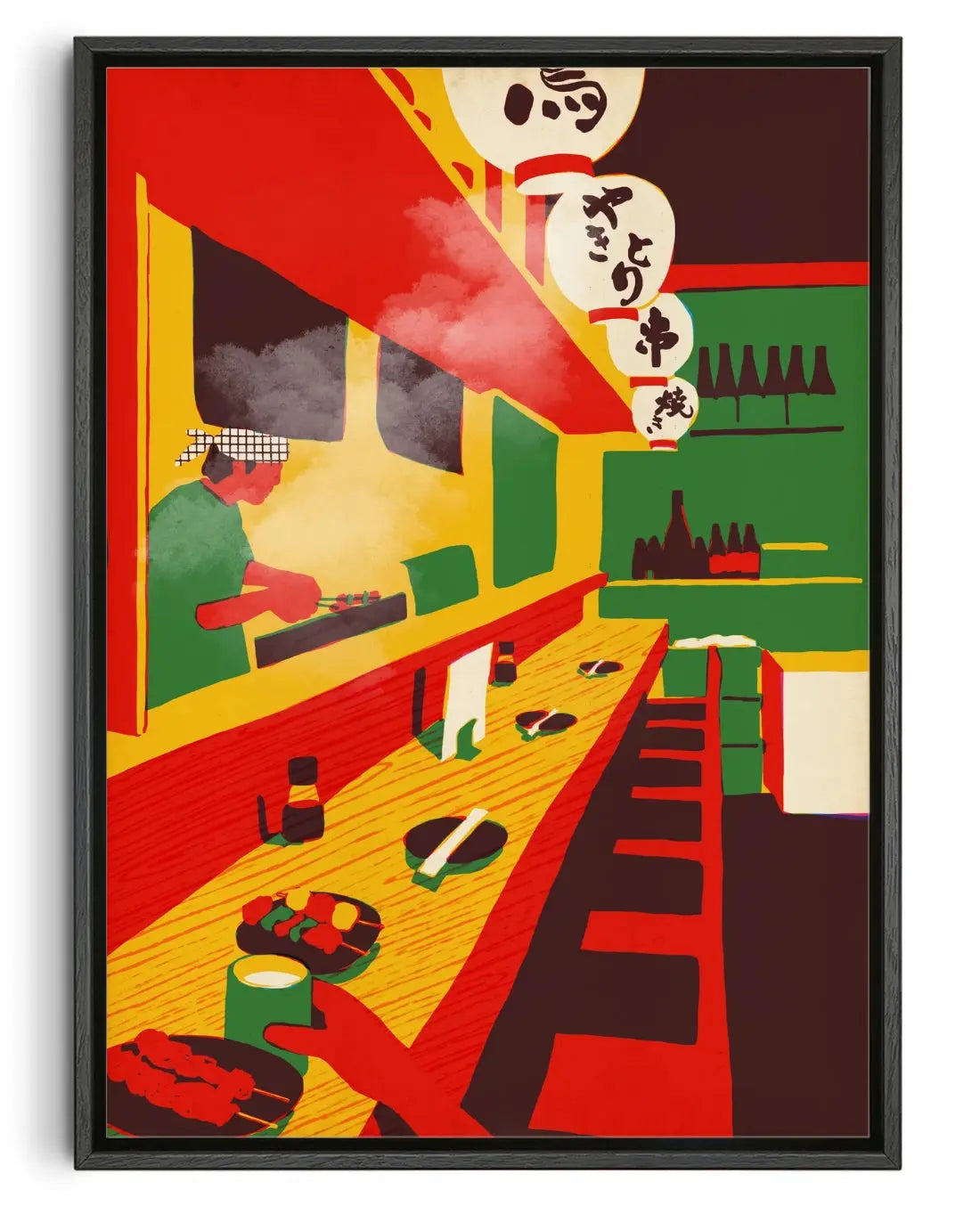 Late night at a yakitori bar. contemporary canvas print by Qi Ren - sold by DROOL