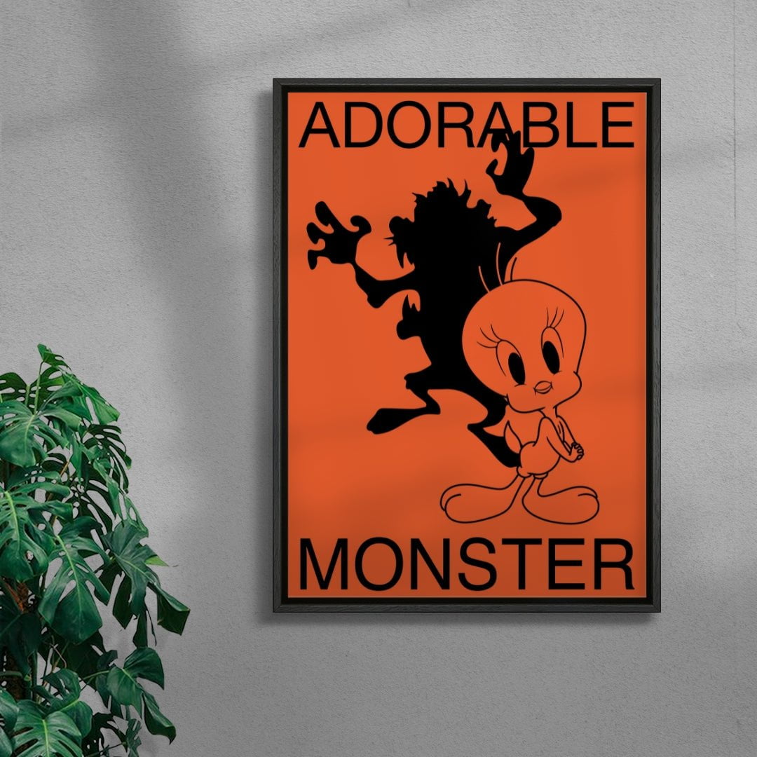 Adorable Monster contemporary wall art print by Sven Silk - sold by DROOL