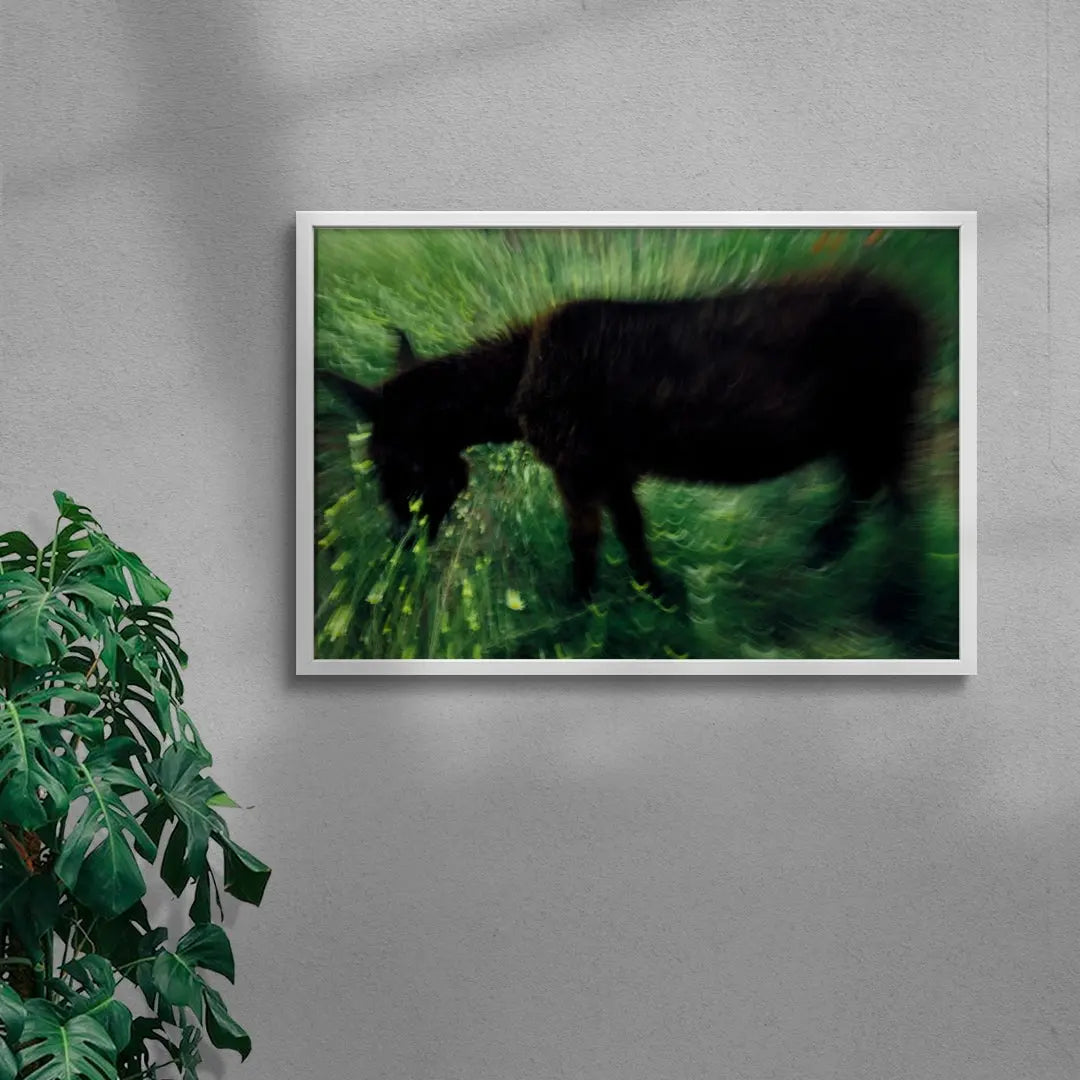 Grazing Donkey contemporary wall art print by Omar Belattar - sold by DROOL