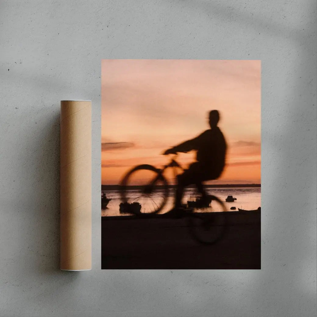 Sunset Cyclist contemporary wall art print by Florian Maas - sold by DROOL