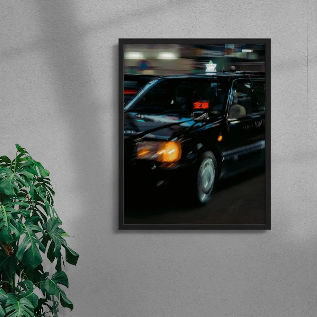Japanese taxi contemporary wall art print by Jacky Jiang - sold by DROOL