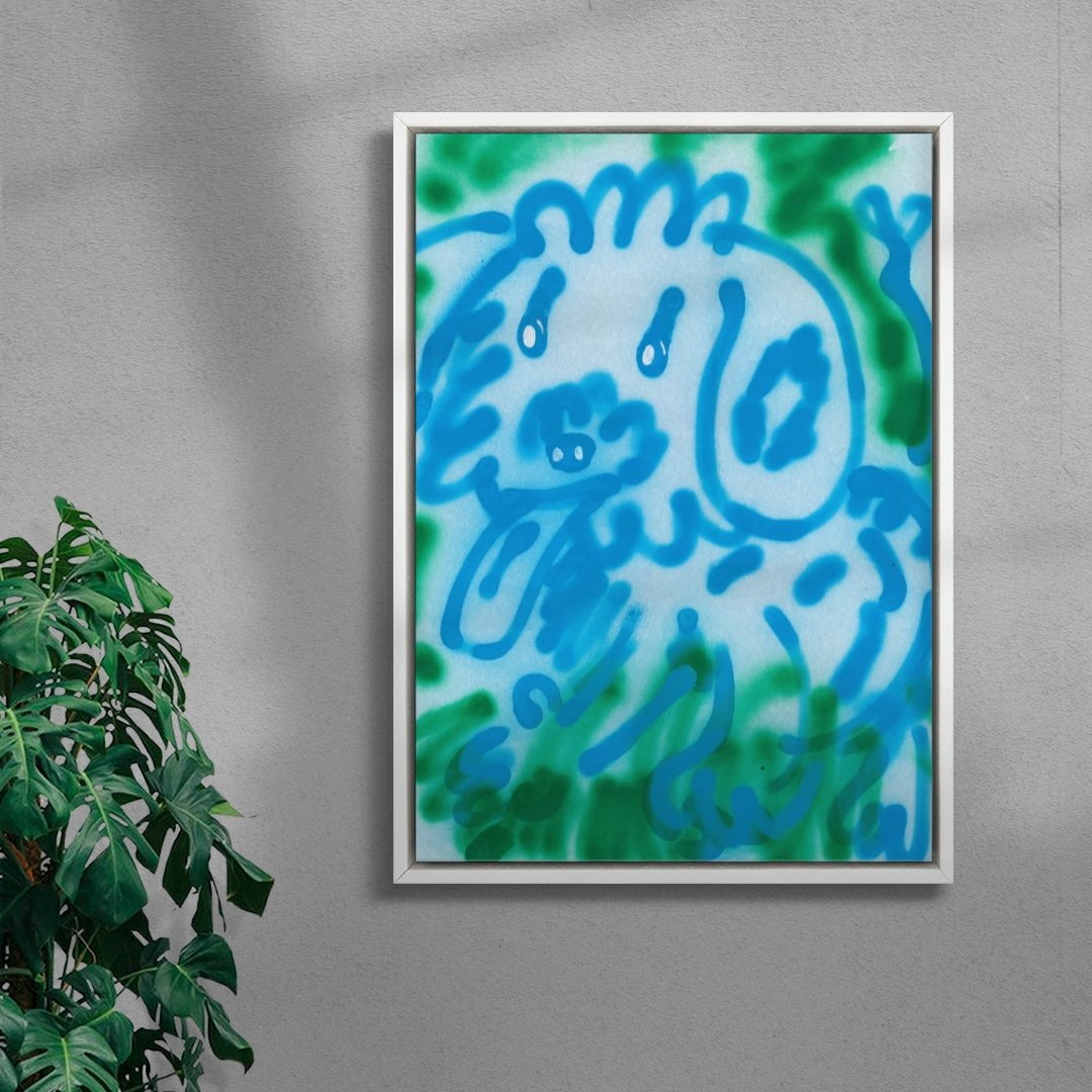 Hot dog contemporary canvas art print by Miguel Vides - sold by DROOL