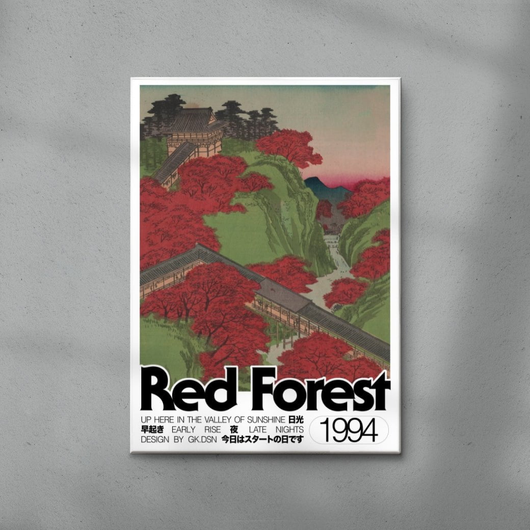 Red Forest contemporary wall art print by George Kempster - sold by DROOL