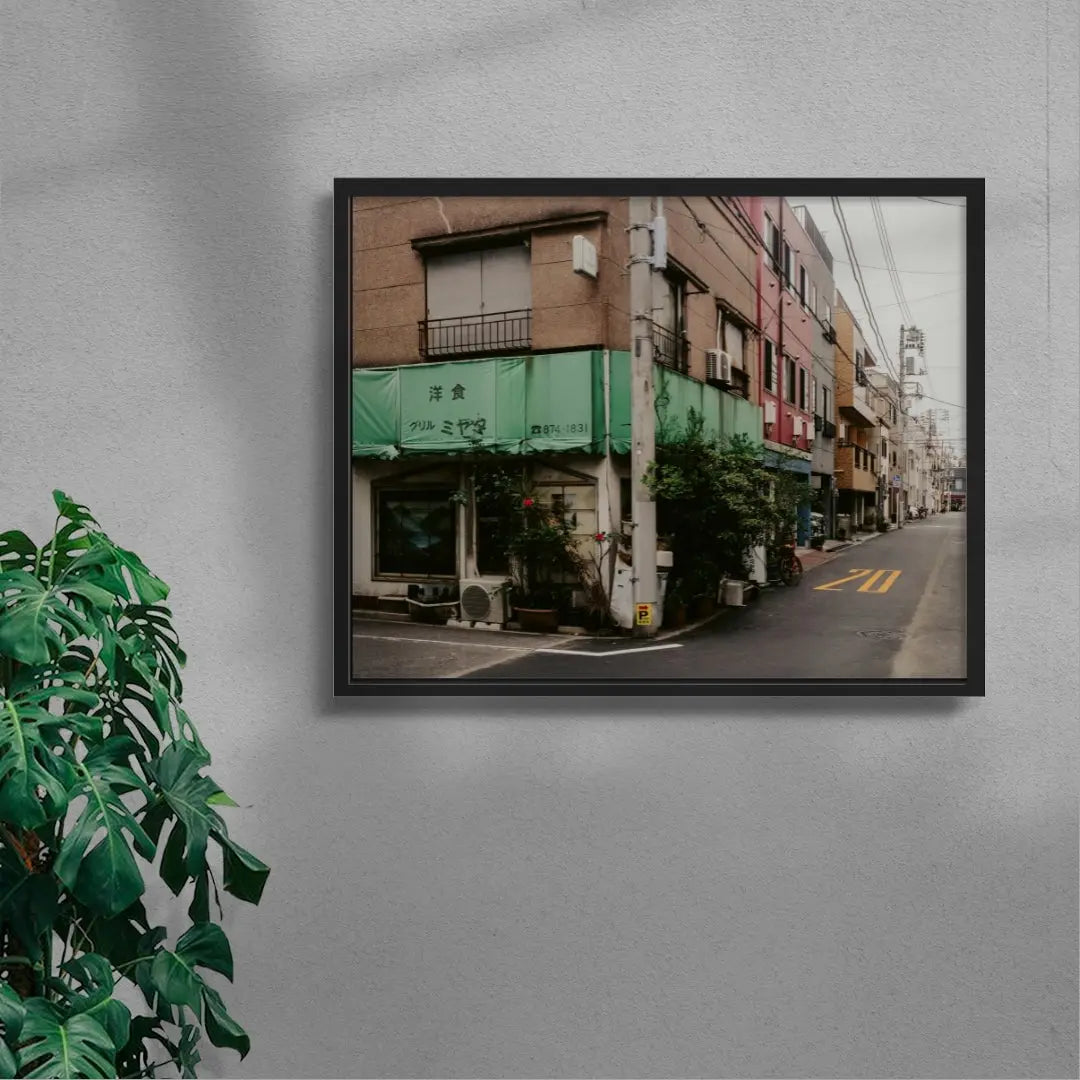 Green corner contemporary wall art print by Jacky Jiang - sold by DROOL