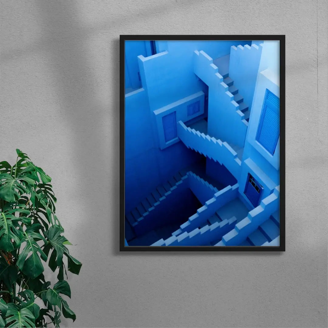 Blue Staircases contemporary wall art print by Igor Zacharov - sold by DROOL