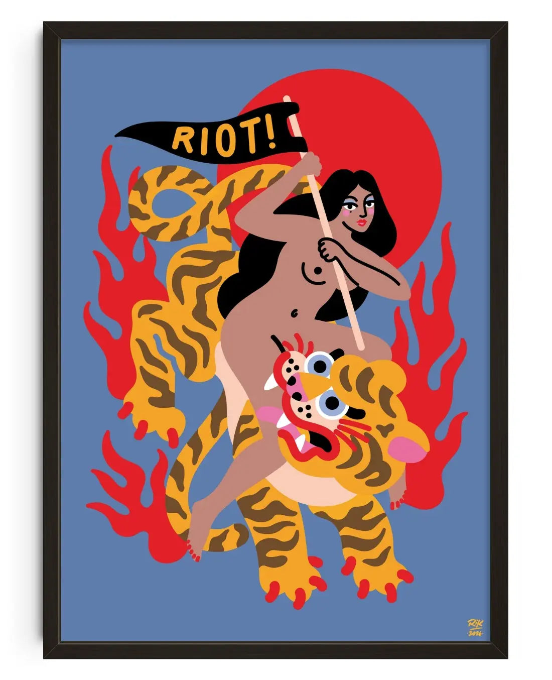 Riot! contemporary art print by Rik Lee - sold by DROOL