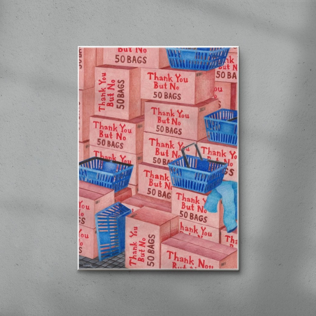 Thank You But No. 50 Bags contemporary wall art print by Daukantė - sold by DROOL
