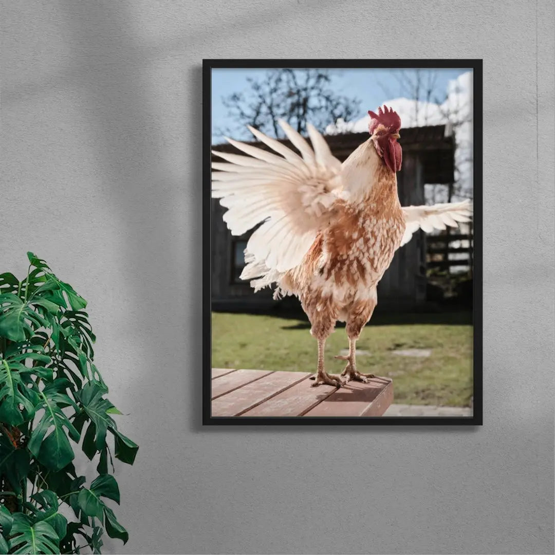 Backyard Rooster contemporary wall art print by Florian Maas - sold by DROOL