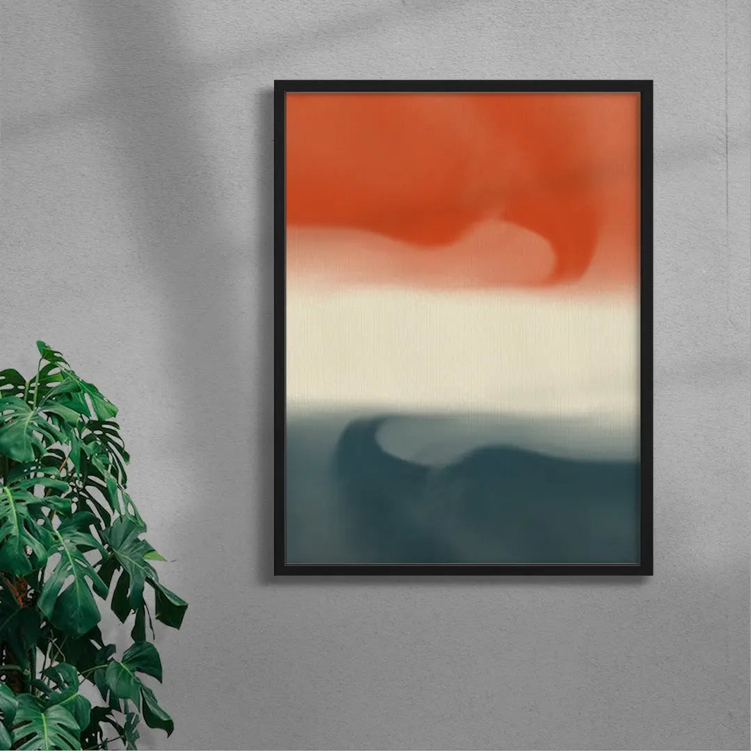 Abstract in vivid red and teal