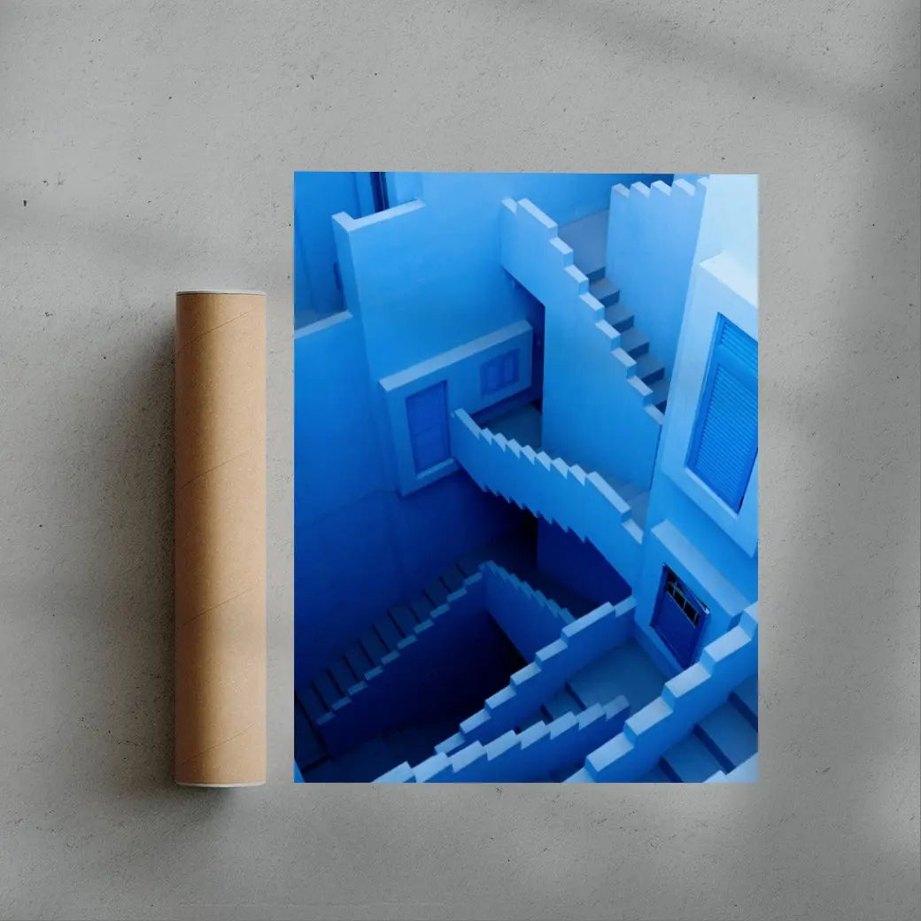 Blue Staircases contemporary wall art print by Igor Zacharov - sold by DROOL