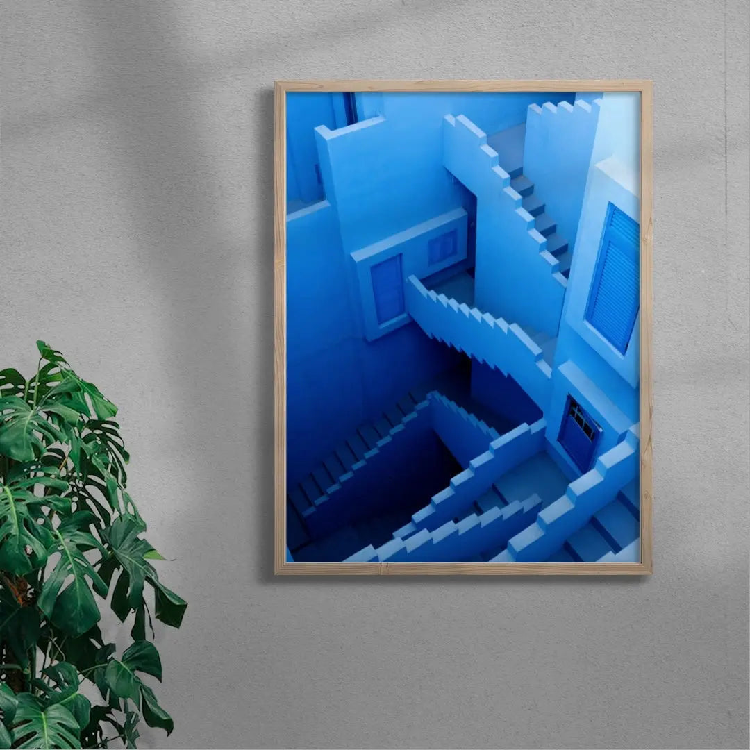 Blue Staircases contemporary wall art print by Igor Zacharov - sold by DROOL