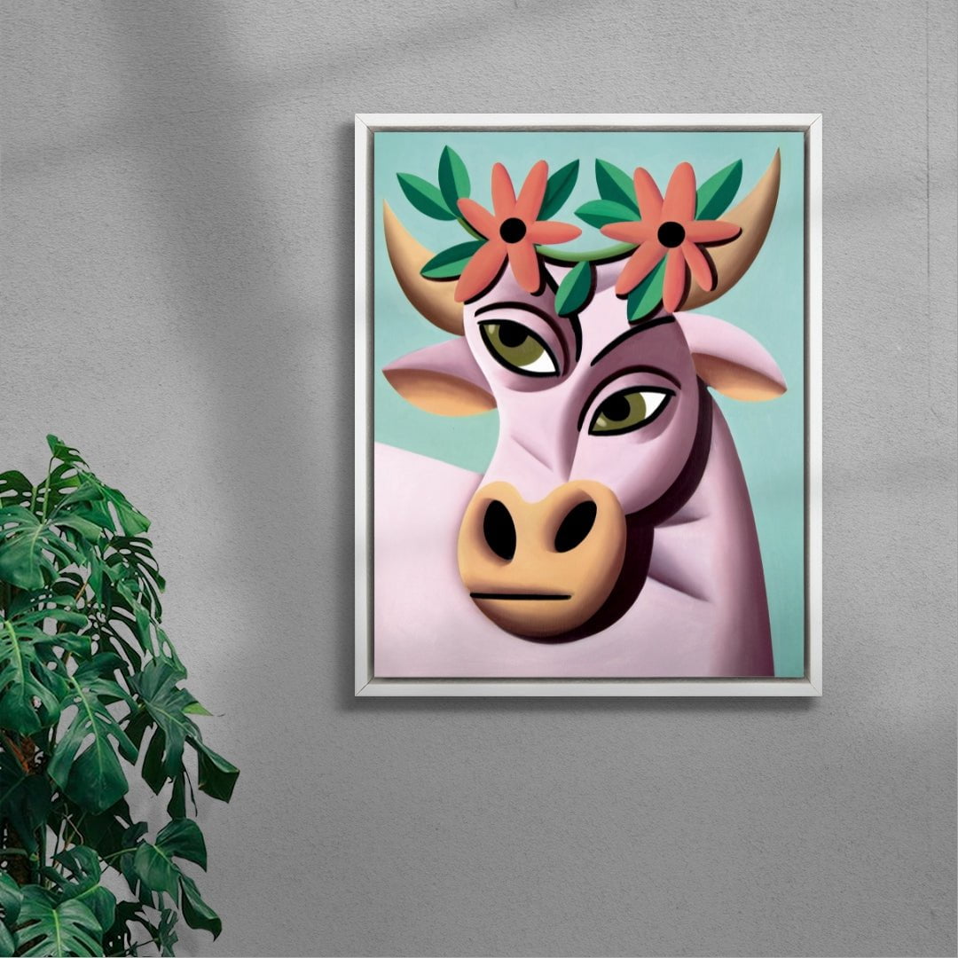 Bull contemporary wall art print by Juan de la Rica - sold by DROOL
