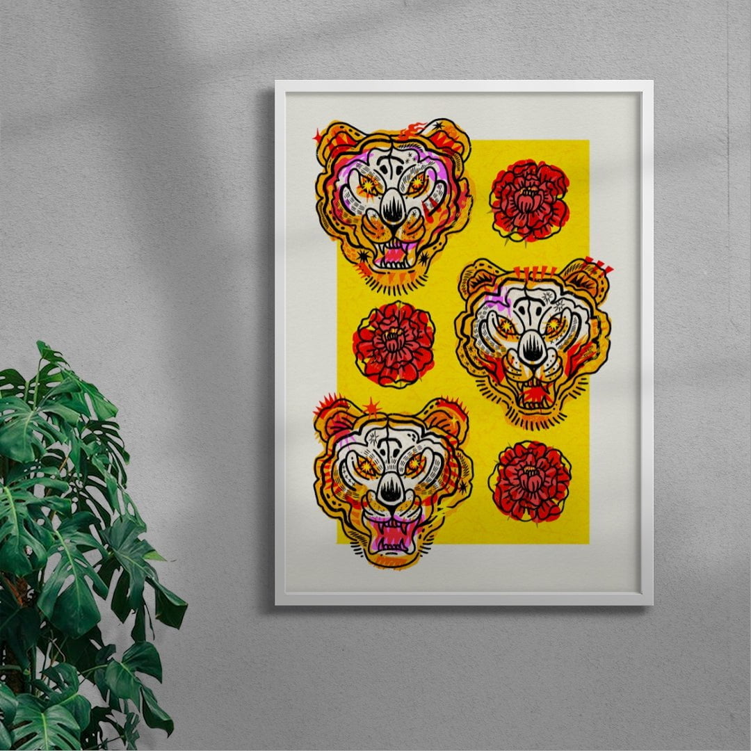 Electric Tigers contemporary wall art print by Kwonny - sold by DROOL