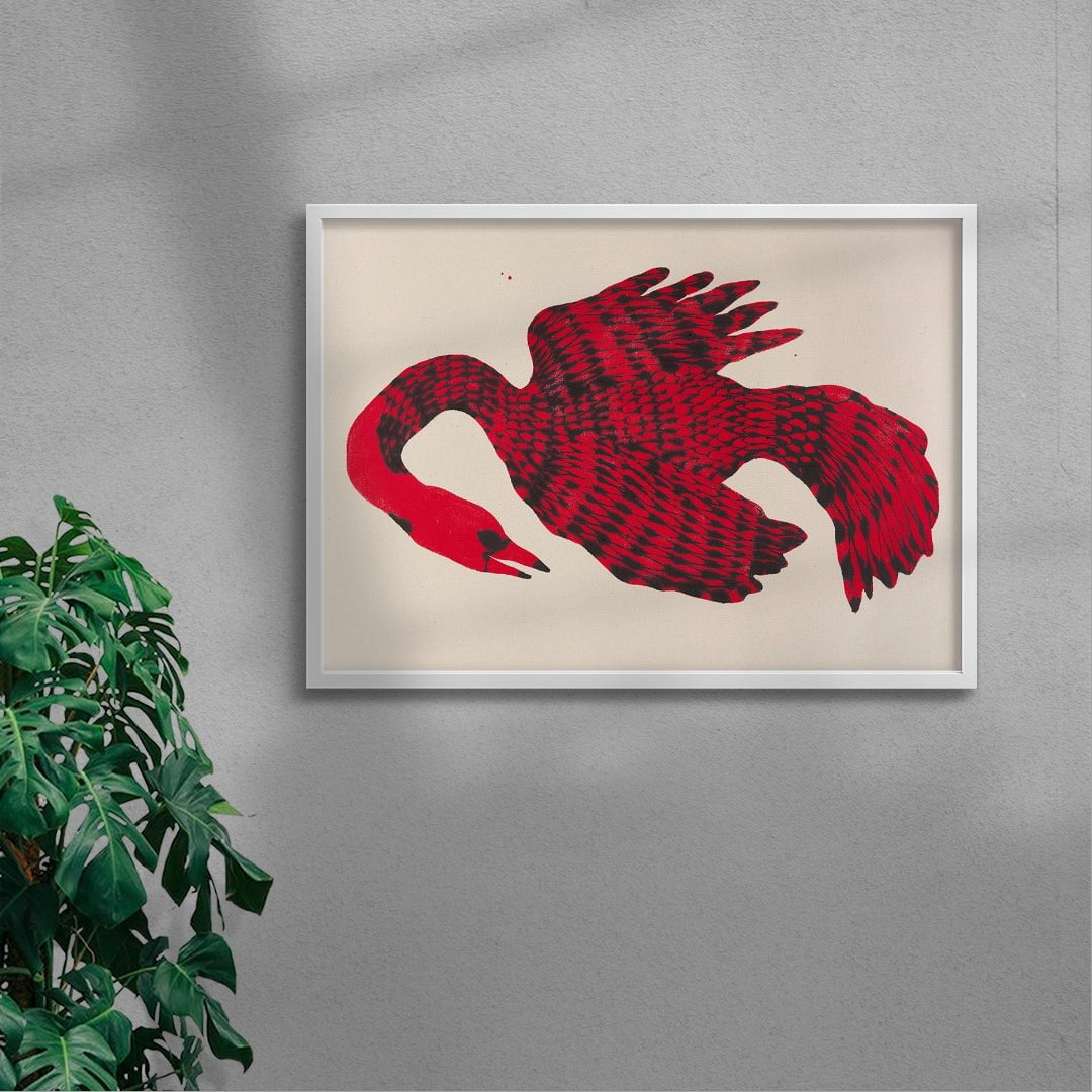 Bird In Red contemporary wall art print by Kwonny - sold by DROOL