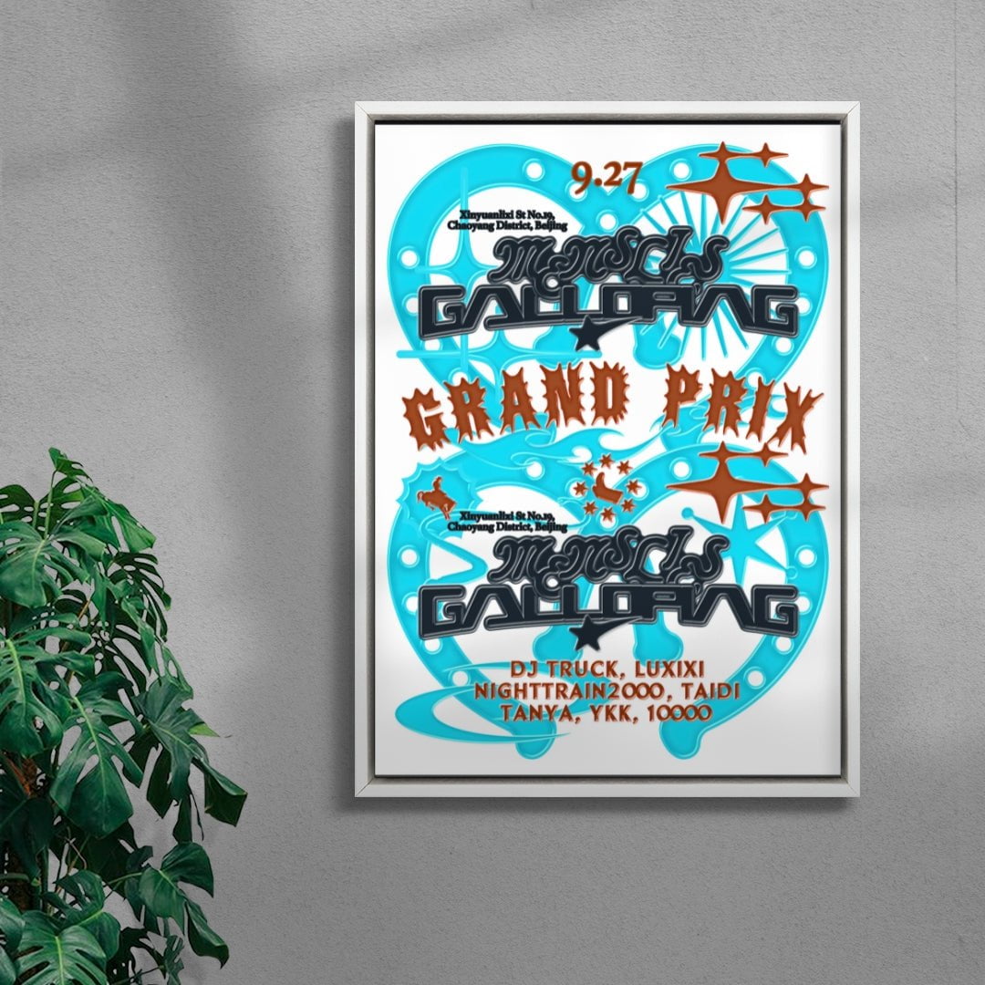 MENSLIES Galloping Grand Prix contemporary canvas art print by MENSLIES - sold by DROOL