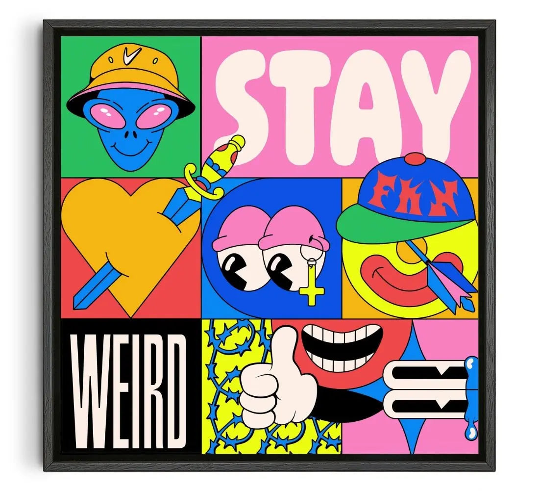 Stay weird contemporary wall art print by Ovcharka - sold by DROOL