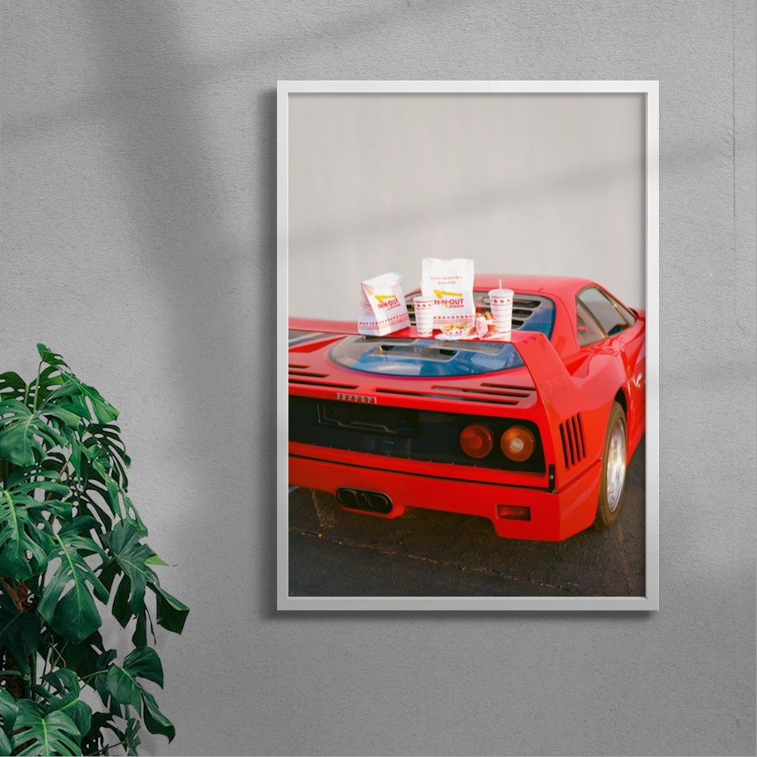 Ferrari F40 x In N Out contemporary wall art print by Chazzydawg - sold by DROOL