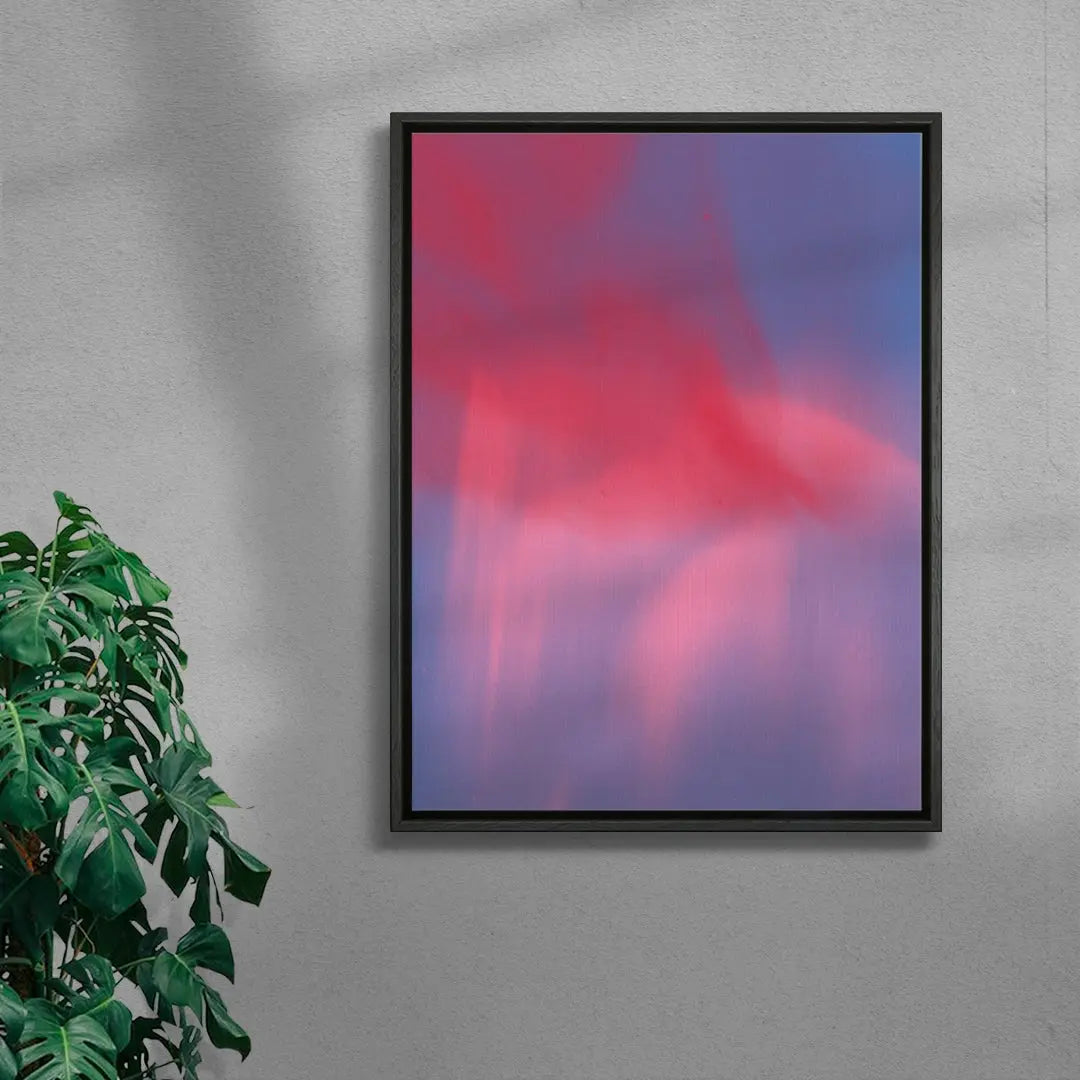 Abstraction in neon pink and red on blue