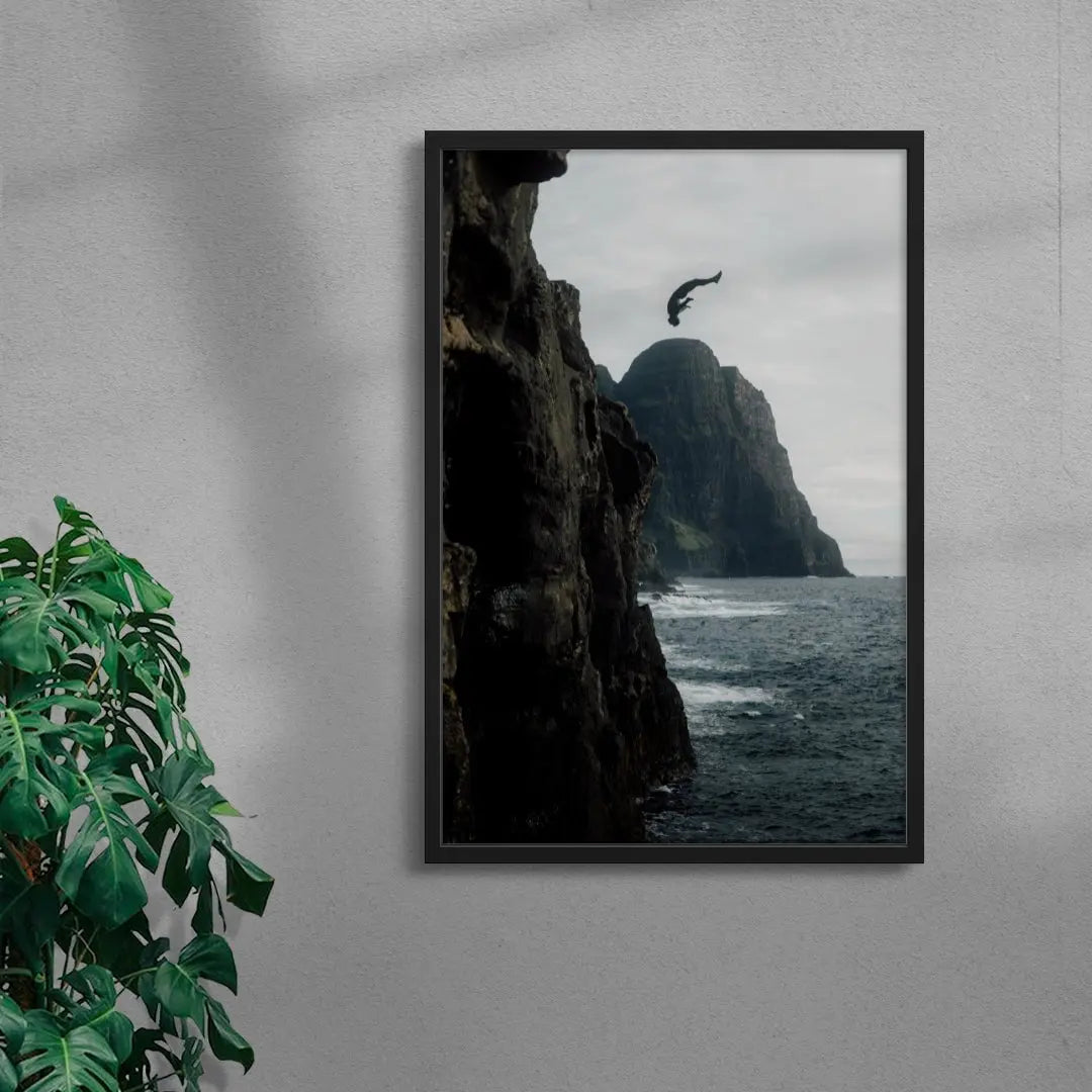 Cliff Diver contemporary wall art print by Hannes Becker - sold by DROOL