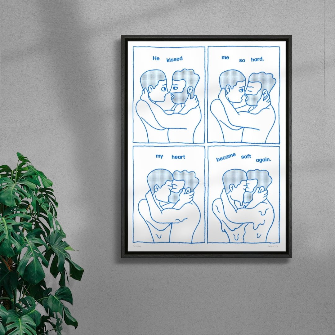 Kiss Me Harder contemporary wall art print by Eric Schwarz - sold by DROOL