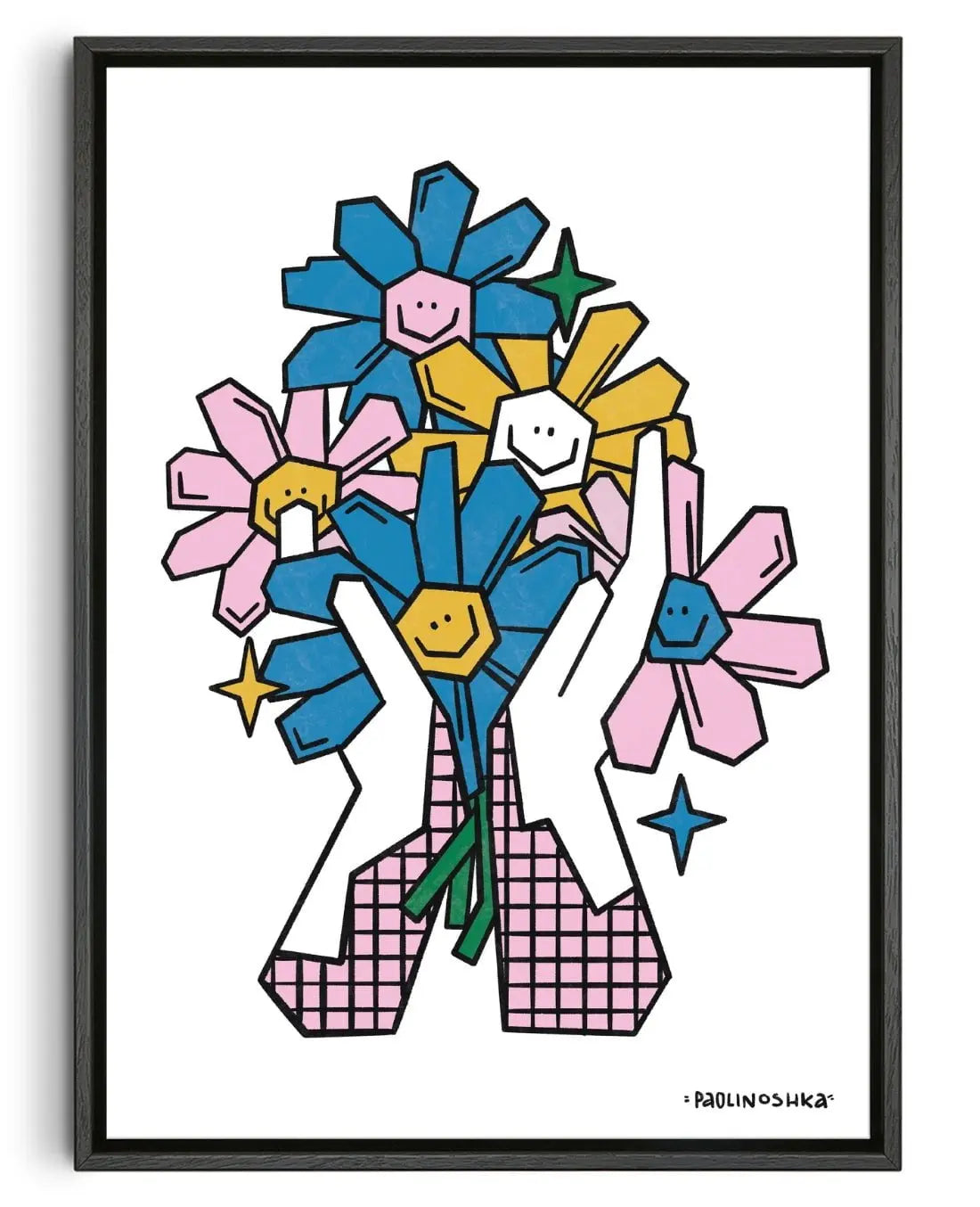 Les Mains Fleuries contemporary canvas art print by Paolinoshka - sold by DROOL