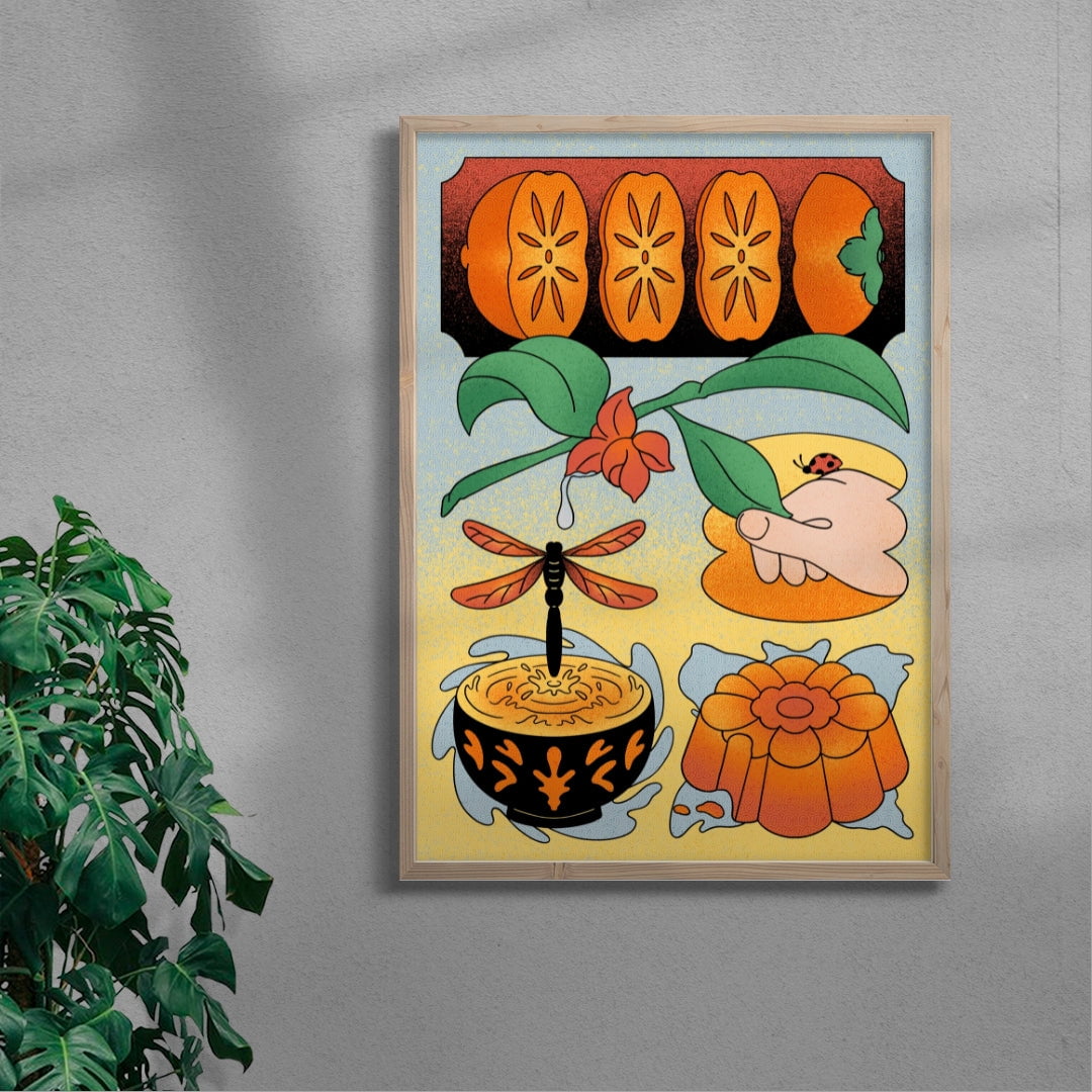 Persimmon Dreams contemporary wall art print by Erica Lee - sold by DROOL