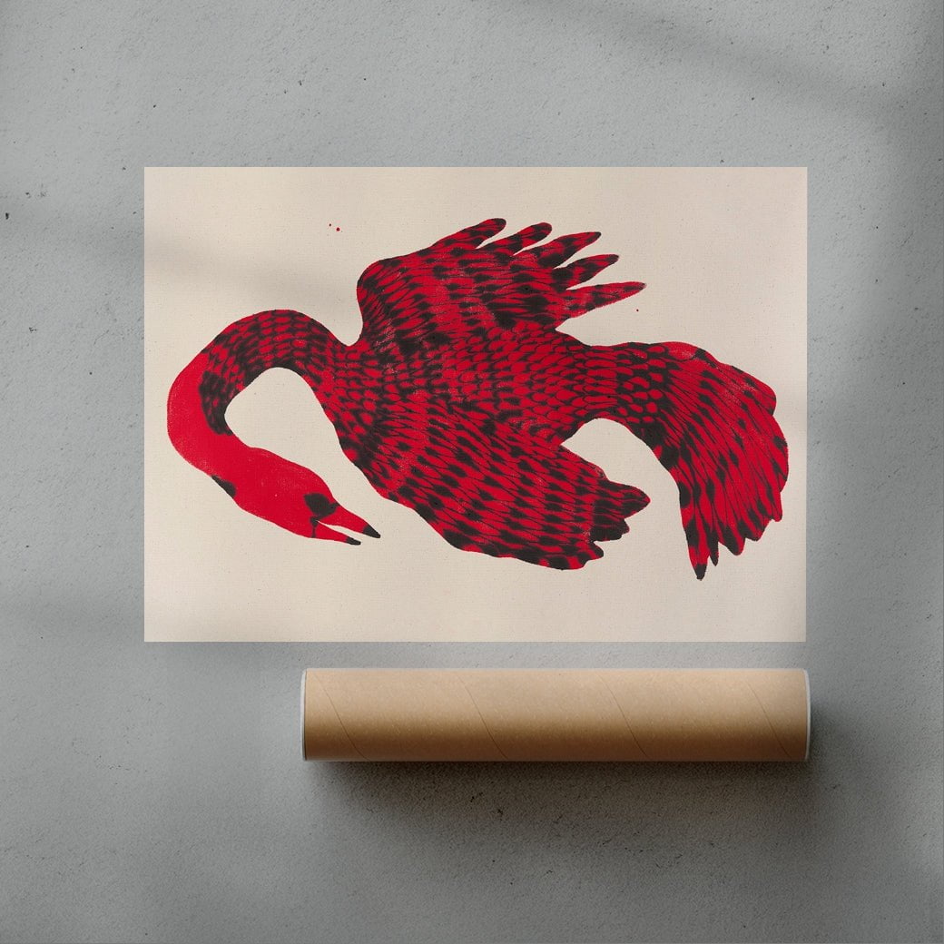 Bird In Red contemporary wall art print by Kwonny - sold by DROOL