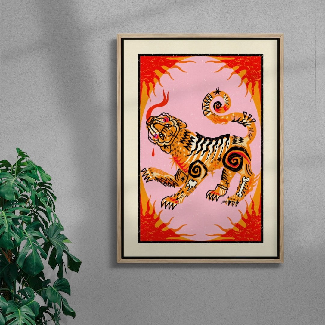 Tigress contemporary wall art print by Kwonny - sold by DROOL