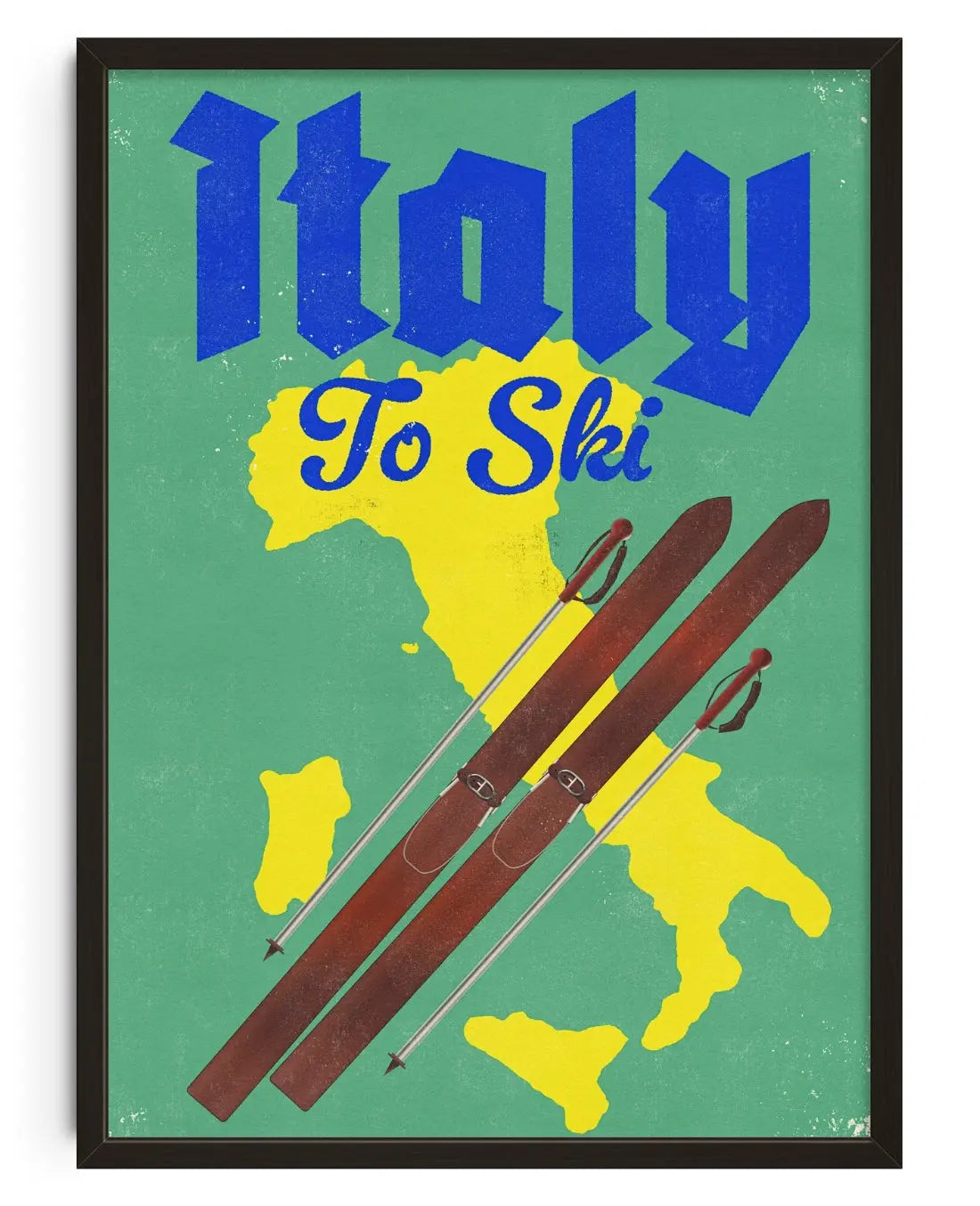 Italy Ski Travel Map contemporary art print by Nicholas - sold by DROOL