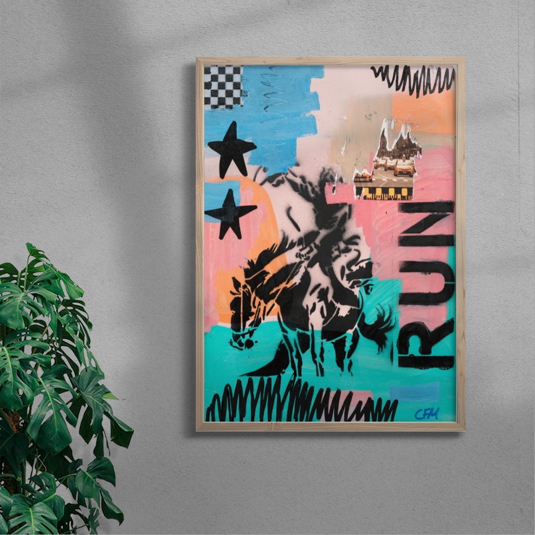 Run contemporary wall art print by Caitlin Flood-Molyneux - sold by DROOL