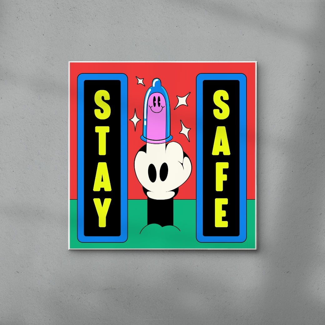Stay Safe contemporary wall art print by Ovcharka - sold by DROOL