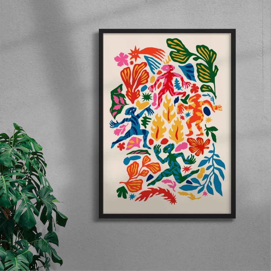 Meeting in the Kaleidoscopic Forest contemporary wall art print by Nick Liefhebber - sold by DROOL