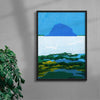 Blue Island, Santorini contemporary wall art print by Lily Kong - sold by DROOL