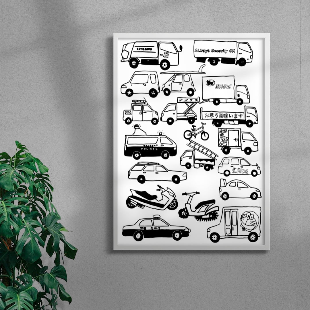 JAPANESE CARS contemporary wall art print by Max Blackmore - sold by DROOL