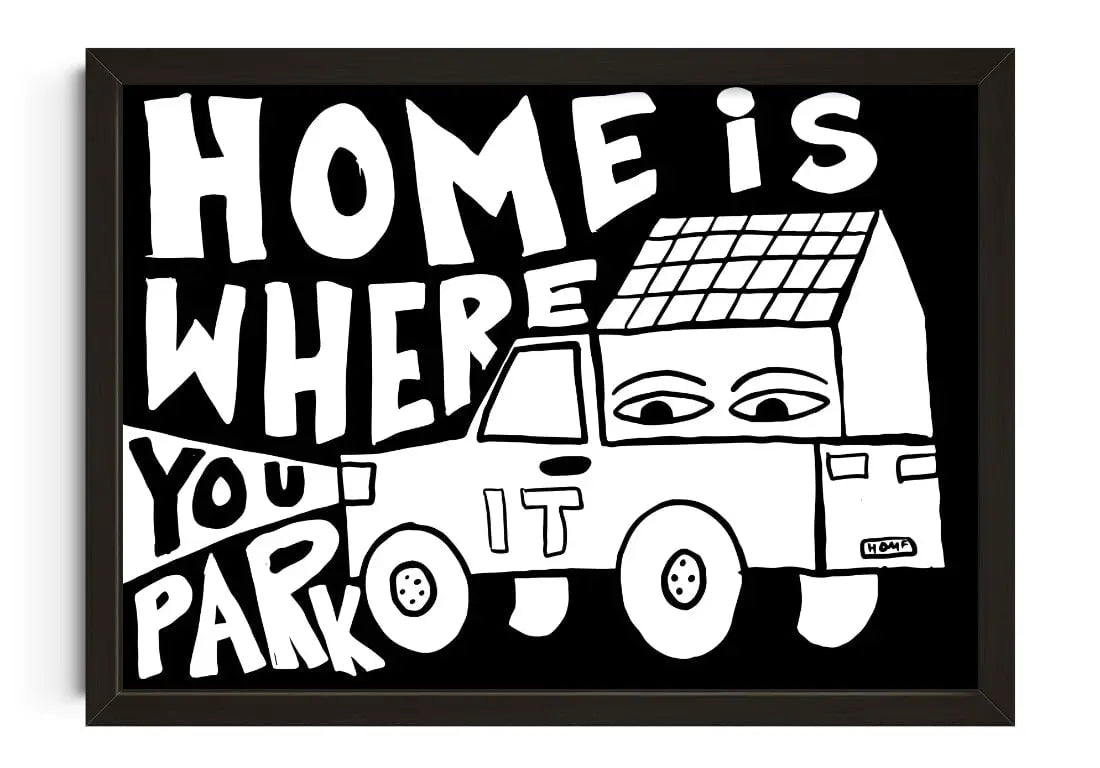 HOME IS WHERE YOU PARK IT contemporary wall art print by Max Blackmore - sold by DROOL