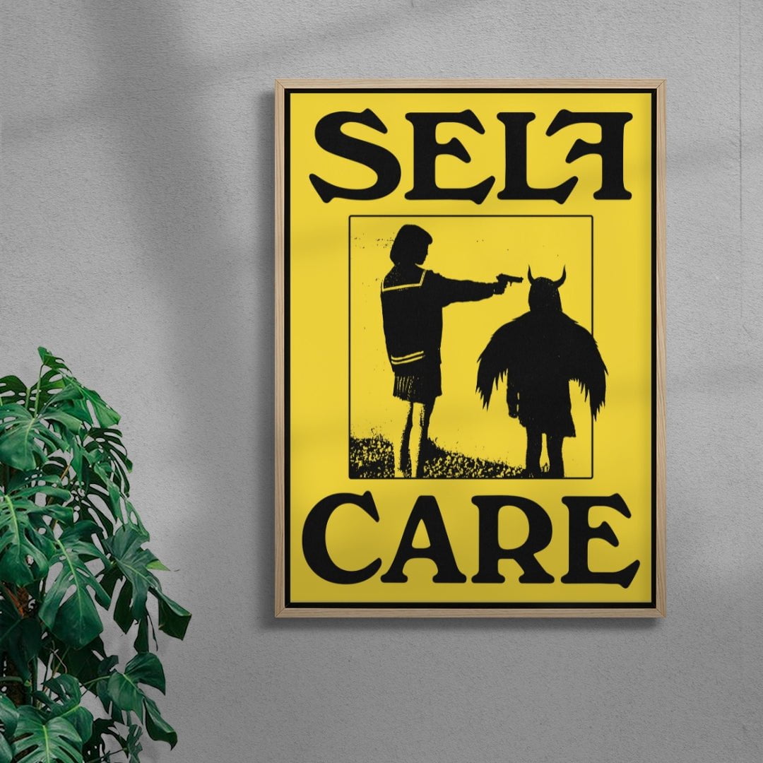 Self Care (Yellow) contemporary wall art print by Utsav Verma - sold by DROOL